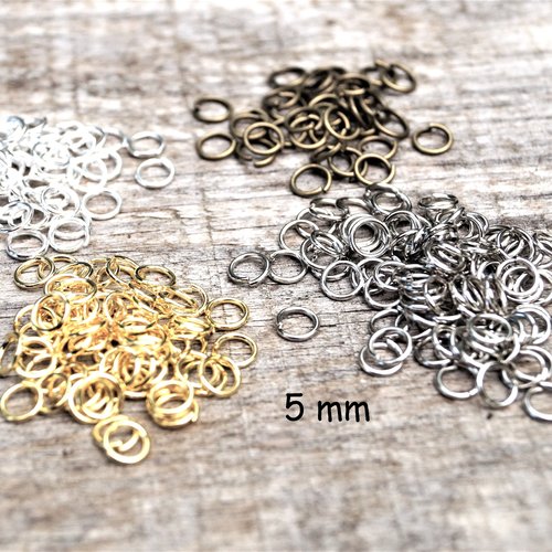 Anneaux 5 mm de jonction ouverts métal par 200