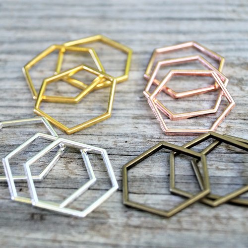 Connecteurs bijoux 23*20 mm hexagone alvéole d'abeille par 10