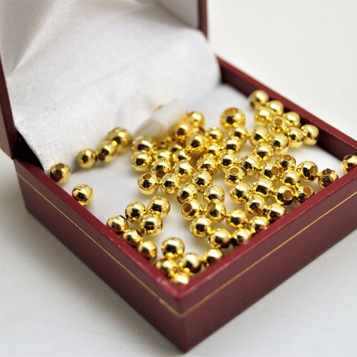 100 perles rondes dorées 3/4/5 mm