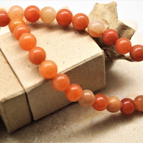 Perles aventurine rouge orange 8 mm