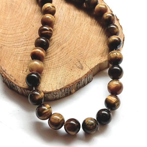 Perles rondes 10 mm œil de tigre