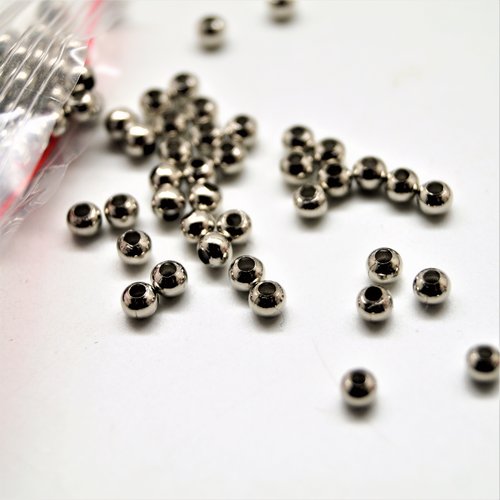 Perles rondes argentées mat 5 mm