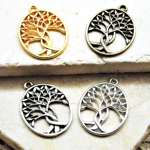 Pendentifs arbre de vie métal 32*24 mm par 2