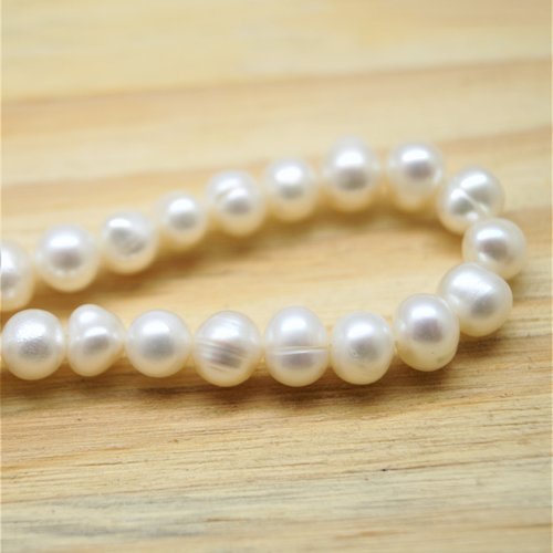 Perles d'eau douce blanches 6/7 mm