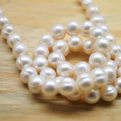 Perles d'eau douce blanches 7/8 mm