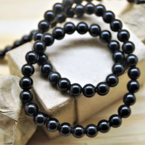 Perles en obsidienne noire 6 mm