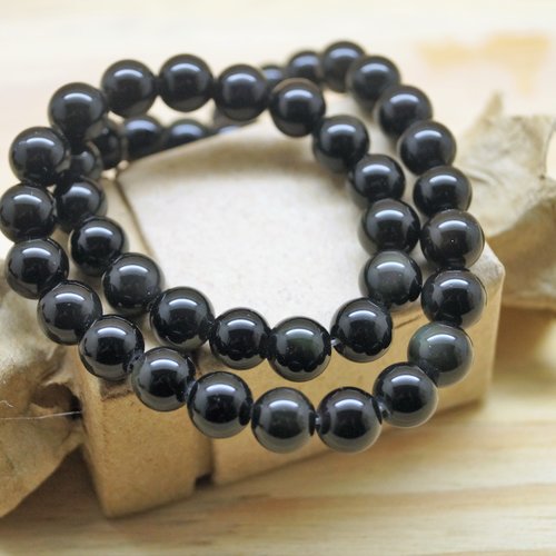 Perles en obsidienne noire 8 mm