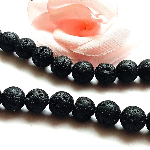 Perles pierre de lave noire 10 mm