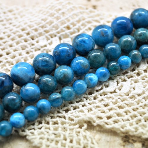 Perles apatite bleu 6 mm