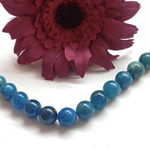 Perles apatite bleu 8 mm