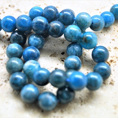 Perles apatite bleu 10 mm
