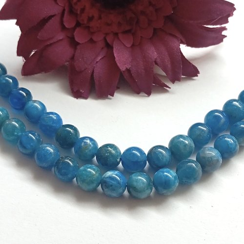 Perles apatite bleu 10 mm