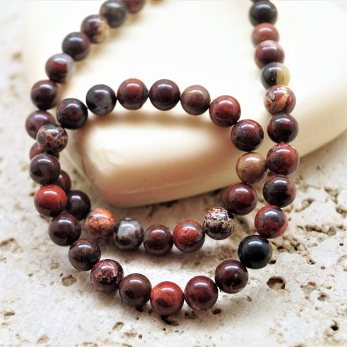 Perles jaspe rouge bréchique 6 mm