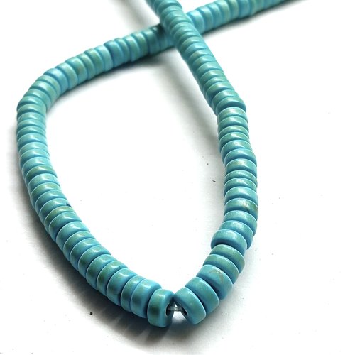 Perles heishi howlite turquoise bleue 6 mm