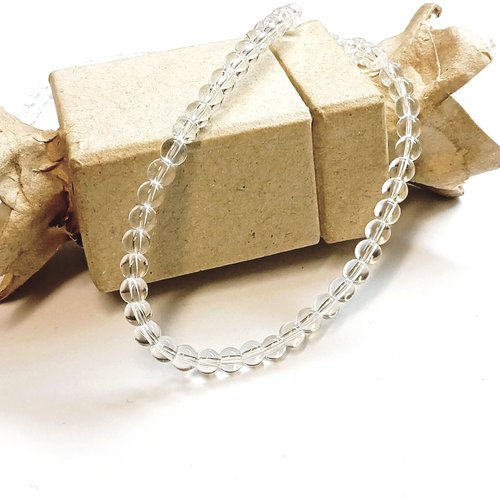 Perles rondes en cristal de roche naturel 4mm