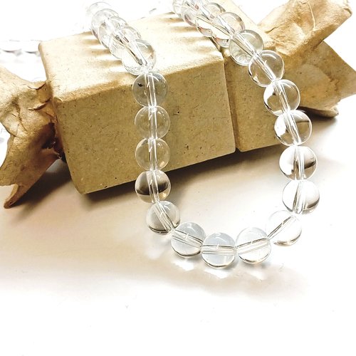 Perles rondes en cristal de roche naturel 8mm