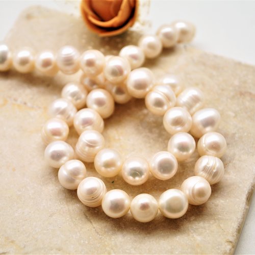 Perles d'eau douce blanches 9/10 mm