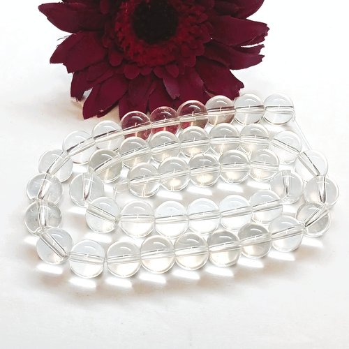 Perles rondes en cristal de roche naturel 12mm
