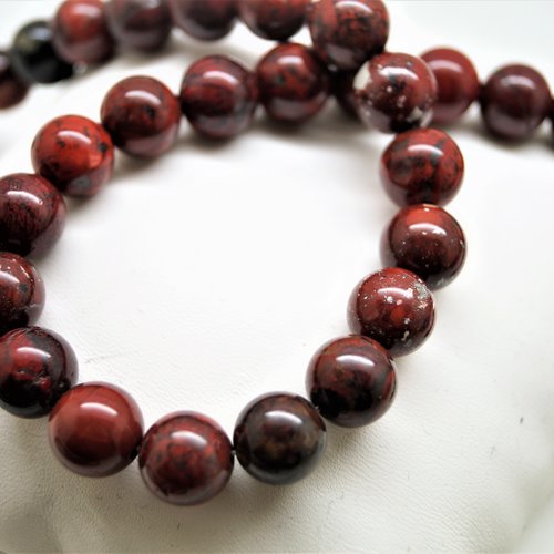 Perles jaspe rouge bréchique 10 mm