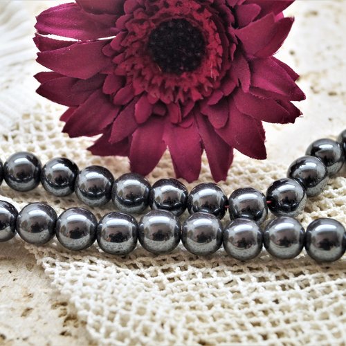 Perles hématite 10 mm rondes noires