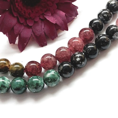 Perles tourmaline 10 mm