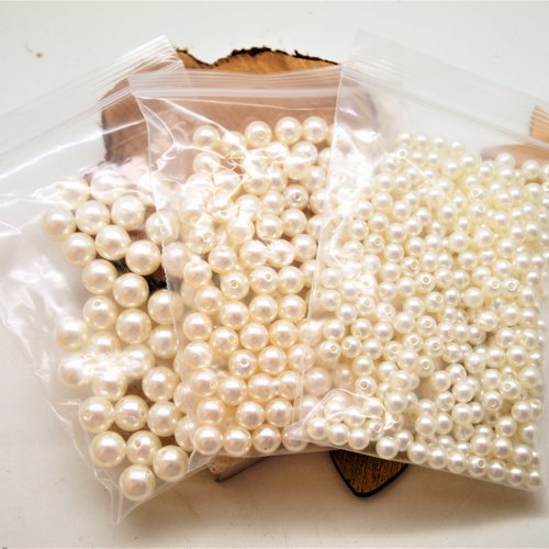 Perles acryliques beige  6/8/10 mm