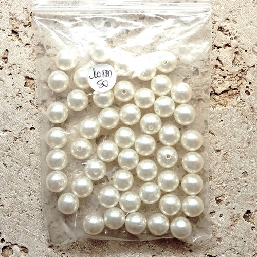 Perles rondes acryliques beige  4 à 10mm