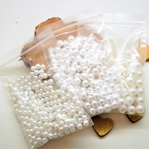 Perles acryliques blanches  6/8/10 mm