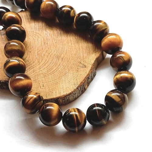 Perles rondes 14 mm œil de tigre