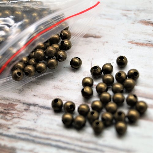 Perles rondes bronze 3 mm