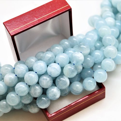 Perles aigue-marine qualité aa 10 mm