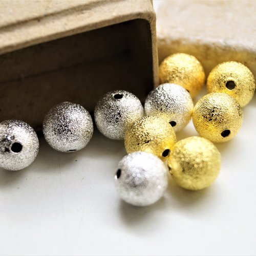 20 perles métal doré ou argenté 8 mm