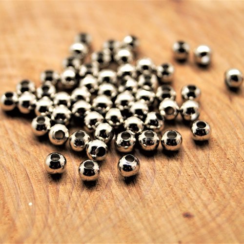 Perles rondes argentées mat 3 mm