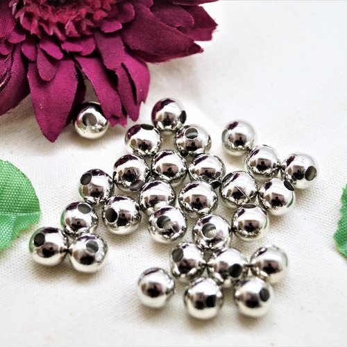 Perles rondes argentées mat 8 mm