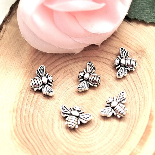 Perles abeille argent vieilli 13*9mm par lot de 20 pièces
