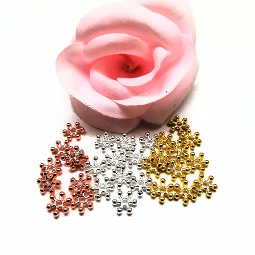 Perles intercalaires flocons en métal 8*7 mm par 25