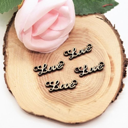Lot de 10 connecteurs "love" en bronze - 20x8mm