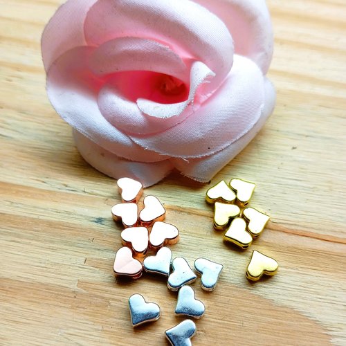 Perles cœurs en métal 7*6 mm par 10