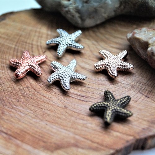 Perles étoiles de mer en métal 14*13,5 mm par 5