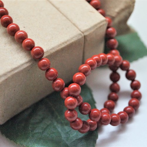Perles jaspe rouge qualité a 4 mm