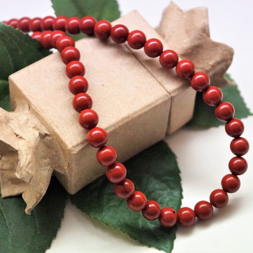 Perles jaspe rouge qualité a 6 mm