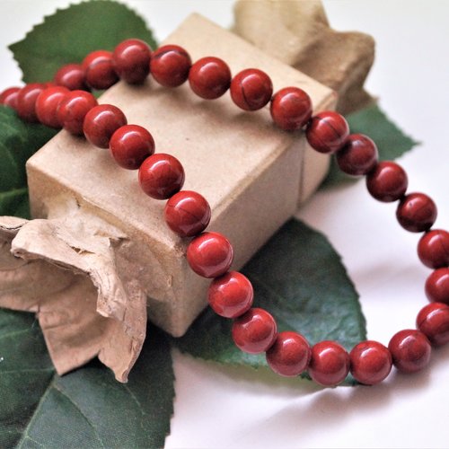 Perles jaspe rouge qualité a 8 mm