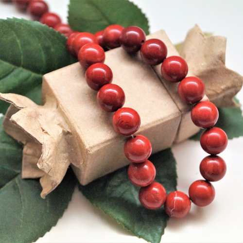 Perles jaspe rouge qualité a 10 mm