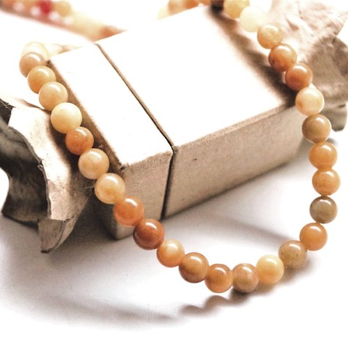 Perles rondes 6 mm aventurine jaune