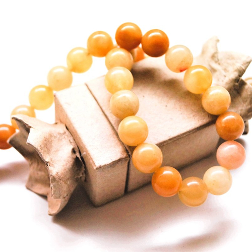 Perles rondes 10 mm aventurine jaune