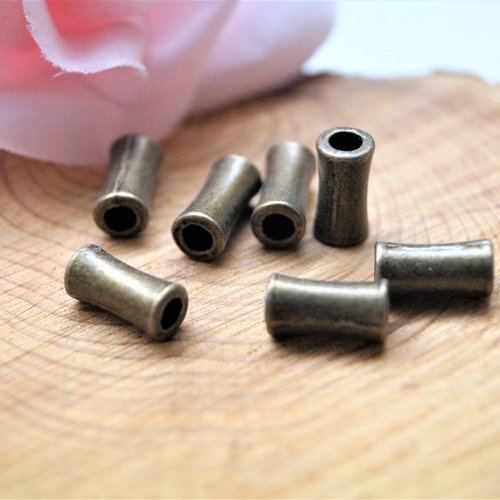 Perles intercalaires tubes en métal bronze 11*5 mm