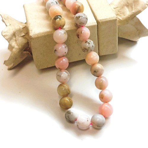 Perles opales rose du pérou naturelle 8mm