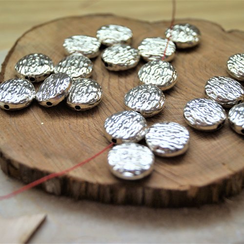 Perles rondes en métal argent brillant 12 mm