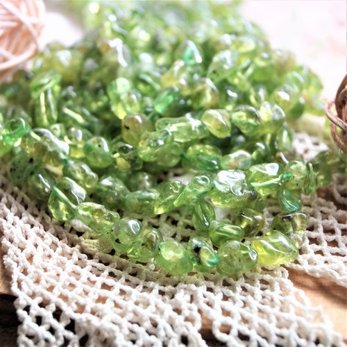 Perles péridot vert 6 à 8 mm