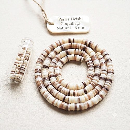 Perles heishi en coquillage naturel 6 mm